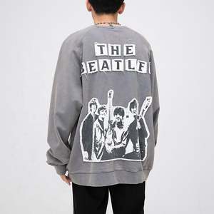 เสื้อสเวตเชิ้ตปักลายโอเวอร์ไซส์สำหรับผู้ชายเสื้อวินเทจฟอกสีกรด - Product Image 4