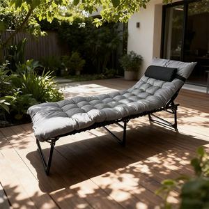 سرير شاطئ محمول قابل للطي بتصميم عصري مع وسادة وإطار من الفولاذ المقاوم للصدأ أوسع للغاية للشاطئ - Product Image 6