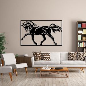 Art mural en métal Deco Horse : décoration d'intérieur en acier noir (60 x 35 pouces) - Product Image 1