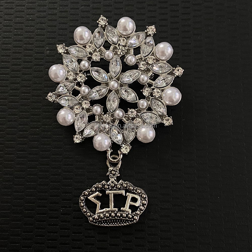 Sigma Gamma Rho Sorority Brooch Pin - 1922 SGR Pearl Rhinestone Pin For Sorority Sisters