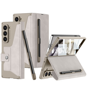 Gaine armure antichoc Litchi Texture Flip cuir étui de téléphone portable avec fentes pour stylo pour Samsung Galaxy <span class=keywords><strong>ZFold</strong></span> 6 <span class=keywords><strong>ZFold</strong></span> 5 - Product Image 5