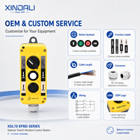 Station de commande suspendue XDL10 à 2 positions, sélecteur maintenu, contrôleur filaire 2-6 trous, 1NO, boîtier plastique IP54 pour palan-grue