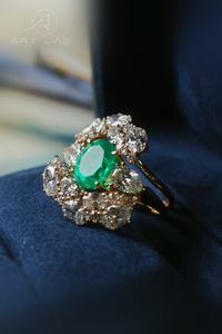 Anillo de Esmeralda Muzo y Diamantes Cultivados en Laboratorio, <span class=keywords><strong>Oro</strong></span> de 9K, Diseño Versátil 3 en 1, Alternativa de Alta Joyería de Lujo a un <span class=keywords><strong>Precio</strong></span> Accesible - Product Image 3