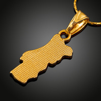 Pendentif Collier en Alliage de Cuivre Émaillé à la Mode HIP HOP Personnalisé Carte du Portugal Or 18K