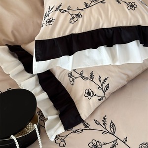 French Retro Style 100-Count Australian Cotton <b>Bedding</b> <b>Set</b> Floral Embroidered Ruffle Duvet Cover And Sheets Home Use - Product Image 4