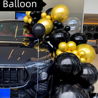 Ballons en latex métalliques noirs et dorés de 10 pouces, lot de 40, qualité hélium, pour décorations de fête d'anniversaire, de remise de diplôme et du Nouvel An