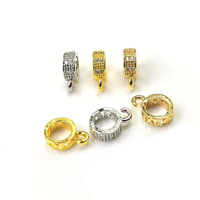Fermoir de pendentif plaqué or 18 carats avec micro-pavé de zirconiums cubiques, breloque amovible en zirconiums cubiques pour la fabrication de bijoux