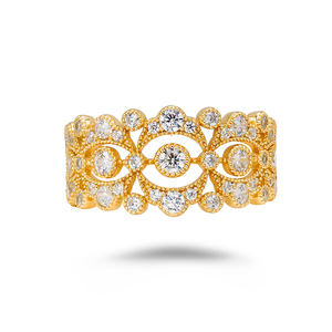 Dunli Jewelry 2024 primavera nuevo producto Euroand estilo americano encaje hueco moda anillo de circón de alto grado S925 Chapado en plata oro - Product Image 6