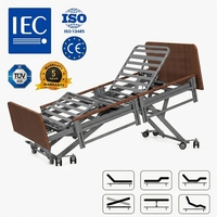 Lit d'hôpital électrique pour usage domestique, lit médical réglable pour patient avec barrières, garantie 5 ans, IEC 60601, lit de soins pour maison de retraite