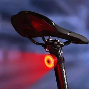 Bicycle Round Tail light Aluminum Strong Brightness Intelligent Sensor Night Riding Safety USB Charging Waterproof LED flashing