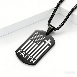 Colgante de acero inoxidable con cruz y texto de fe, collar unisex, regalo - Product Image 4