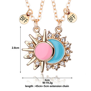 Regalos de Cumpleaños para Chicas, Juego de 2 Collares Magnéticos de Aleación con Diseño de <span class=keywords><strong>Sol</strong></span> y Luna, Joyería de Moda para Mujer - Product Image 2