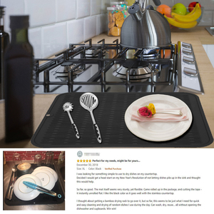 Tấm Thoát Nước Bát Đĩa Hình Chữ Nhật Bằng Cao Su Có Thể Gập Lại Được Tùy Chỉnh Cho Nhà Bếp Thảm Sấy Khô Bằng Silicon Đa Năng - Product Image 4