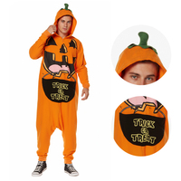Combinaison de costume d'Halloween pour homme adulte avec capuche et imprimé citrouille Jack-O'-Lantern en polyester Dream Party