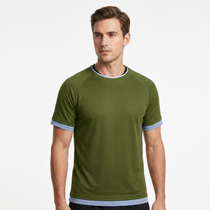 T-shirt en tissu Dobby teint en pièce, à séchage rapide, extensible, en soie glacée de haute qualité, crocheté, 89 % polyester, 11 % élasthanne, manches courtes - Product Image 3