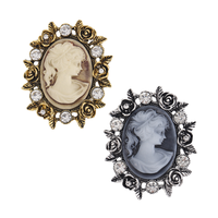 Broche vintage en alliage plaqué, creuse, ornée de strass, pour accessoires vestimentaires de mariage et de fête, vente en gros