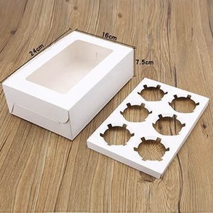 Premium 6-Cavity <b>Individual</b> <b>Cake</b> <b>Box</b> Custom Logo Printing Recycled Materials Paperboard Transparent Window Eco-Conscious - Product Image 1