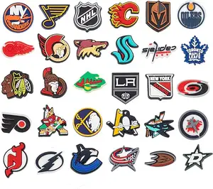 Correas ajustables pequeño pin hebillas para zapatos 1 ''personalizado 3D jibitz NHL deportes logo equipo zapato encantos