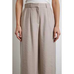 Pantalon large en modal taille haute en crêpe beige respirant pour femme - Product Image 2