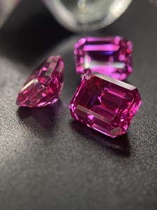 Pierre précieuse de laboratoire rose vif taille émeraude 10*8mm; Diamant en vrac créé en laboratoire pour la fabrication de bijoux de bague pendentif - Product Image 3