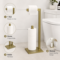 Support de papier toilette autoportant en métal personnalisé avec rangement pour 3 rouleaux, organisateur de salle de bain, fabricant OEM ODM
