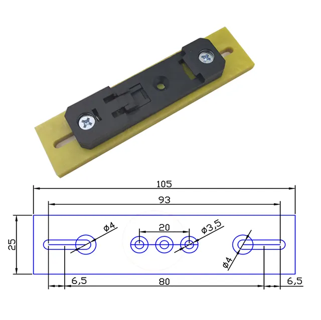 Kits de montagem de trilho din, 105mm x 25mm, placa adaptadora com suporte de trilho din para dispositivos de montagem padrão din rail