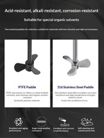 Mezclador vertical anticorrosión de acero inoxidable 316 para bidones IBC con motor y paleta de PTFE para alimentos, salmuera, ácido y soda cáustica