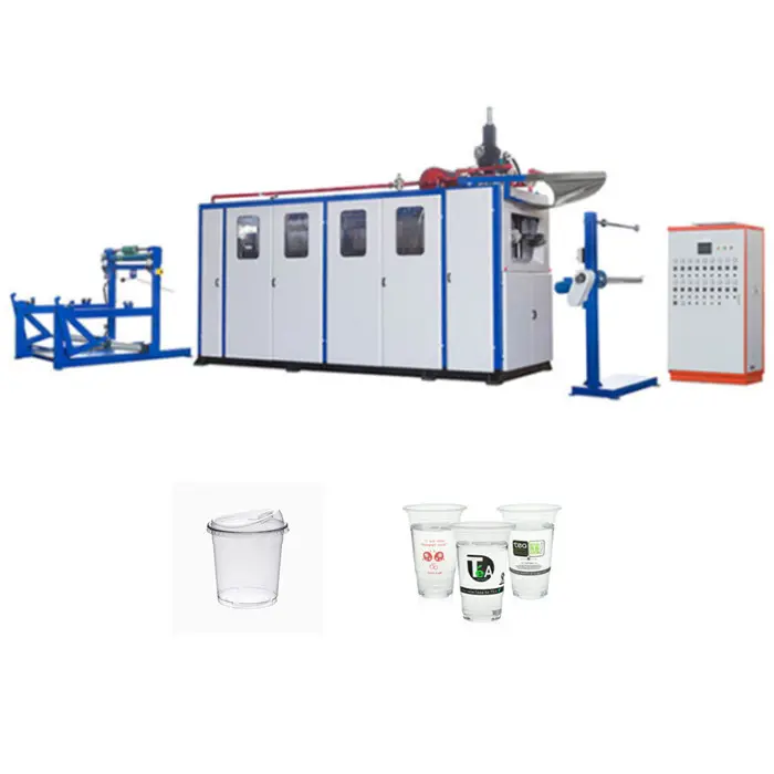 Used thermoform automatic hydraulic tea coffee making forming plastic glass cup thermoforming machine