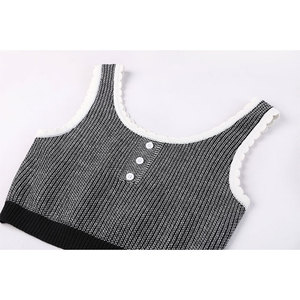 Top de punto liso informal, superventas, camiseta sin mangas de algodón orgánico de estilo dulce para mujer, Tops cortos de moda de verano para mujer - Product Image 2