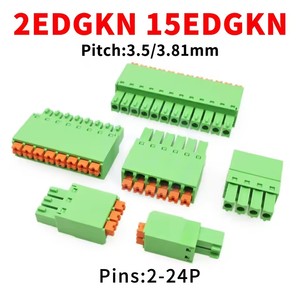 KF 2EDGKN 3,81mm 3,5mm Resorte delgado sin tornillos JM 15EDGKN 3,81/3,5 Enchufe de cableado de ajuste a presión Terminal verde 2-24P KF2EDGKN - Product Image 1