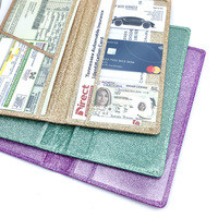 Bling paillettes dossier d'immatriculation de véhicule enregistrement de voiture et titulaire d'assurance permis de conduire organisateur de documents pour boîte à gants