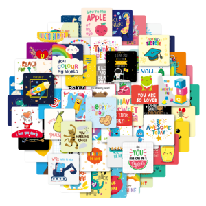 Simpatiche Biglietti da Visita per Bambini, 60 Pezzi Assortiti, Carte Divertenti con Frasi Motivazionali Quotidiane per Ragazzi e Ragazze, in Cartoncino - Product Image 1