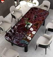 Dalles murales en marbre rouge de Bordeaux polies, grandes dalles, tables modernes pour café et salle à manger, pour appartement, villa, hôtel