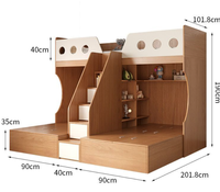 Lit superposé moderne et peu encombrant pour petits appartements, grande capacité de rangement, lit pour chambre d'enfant ou parent-enfant, bois écologique