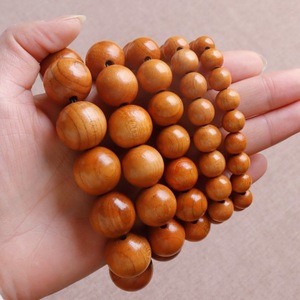 Peach Wood Round Bead Bracelet Unisex Religious Ceremony Gift Craft Jewelry - Product Image 3