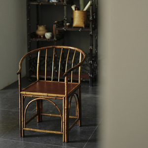 Sillón de Bambú Meilu, hecho a mano por artesanos expertos, una silla tradicional de estilo chino para salas de té y espacios de infusión. - Product Image 1
