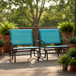 Juego de 2 Sillones Glider para Patio, Estructura de Acero, Tela de Malla Transpirable, Muebles de Exterior Contemporáneos para Porche y Jardín - Product Image 2