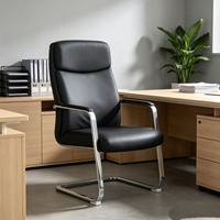 Chaise de Visiteur Exécutive en Cuir de Style Moderne pour Salle de Réunion avec Accoudoirs, Fauteuil Lounge à Structure Métallique Ejecutivo Sillon