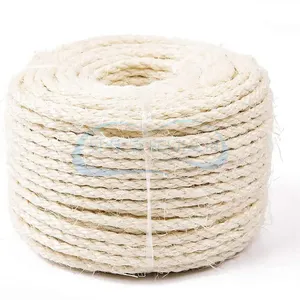 100% tự nhiên sisal bện 4mm <span class=keywords><strong>6mm</strong></span> 8mm 10mm xoắn dây tự làm trang trí dây quanh co sisal Manila tái chế bao bì dây - Product Image 1