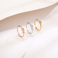 Bague double cœur en acier inoxydable, bijoux fantaisie, délicate, en argent sterling