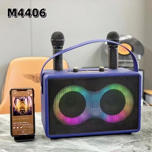 M4406双4英寸蓝牙大扬声器无线双麦克风卡拉ok户外支持调频TF AUX TWS立体声高音质 - Product Image 5
