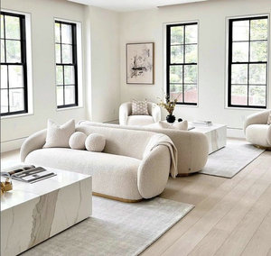 Ensemble de canapés en tissu de laine fait main pour un salon moderne, canapé <span class=keywords><strong>Brice</strong></span> avec revêtement en fourrure de mouton bouclée pour le salon - Product Image 6