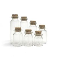 Mini-bouteilles de 30 mm de large avec bouchons en liège, bouteilles en verre pour messages, flacons, pots à pudding en verre avec bouchon en liège, bouchons de bouteilles en verre
