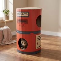 Maison pour chat en carton ondulé en gros, type boîte aux lettres, avec griffoir à trois couches pour chats d'intérieur, OEM