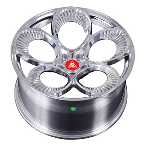 Jantes en alliage forgé monobloc, design trèfle à quatre feuilles, finition chromée argentée brillante, polies, 6061-t6, pour <span class=keywords><strong>Alfa</strong></span> <span class=keywords><strong>Romeo</strong></span> Lamborghini - Product Image 1