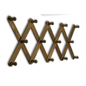 <span class=keywords><strong>Porte</strong></span>-manteau en bois extensible commercial Crochets en bois de pin fixés au mur en accordéon - Product Image 1