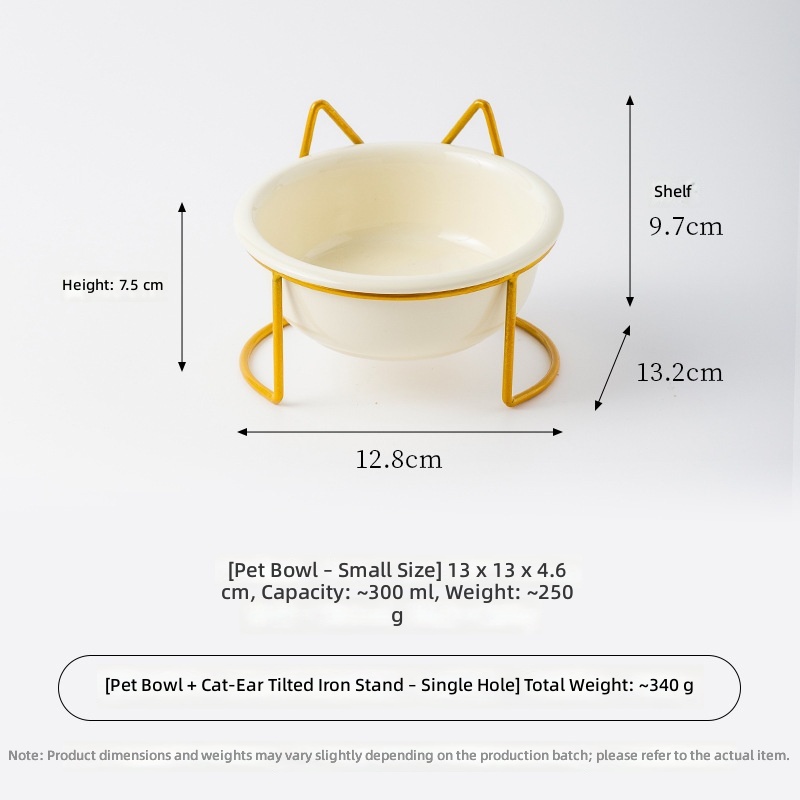 Bol inversé-blanc lait-monotrou oreille de chat cadre en fer-or