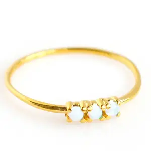 Charms 925 Sterling Silver Women Classic Jewelry Gold Plated Natural Loose Australian Opal Gem Rings