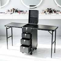 Trolley de Maquillage Professionnel avec Station Onglerie et Table de Manucure Intégrée pour Salon de Beauté et Présentations
