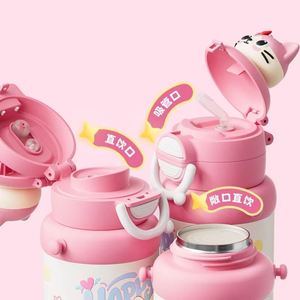 School High-Value Cartoon Design Vacuum Thermos Gift Food Grade 316L Drop-Proof Portable Straw Kids Water <b>Bottles</b> Flask - Product Image 4